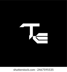 modern monogram initial bold futuristic concept TE techno style letter