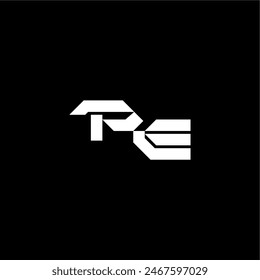 modern monogram initial bold futuristic concept PE techno style letter