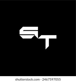 modern monogram initial bold futuristic concept ST techno style letter
