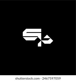 modern monogram initial bold futuristic concept SP techno style letter