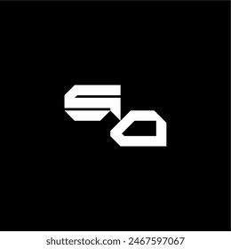 modern monogram initial bold futuristic concept SO techno style letter