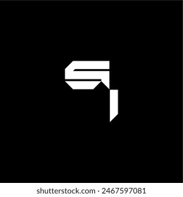 modern monogram initial bold futuristic concept SI techno style letter