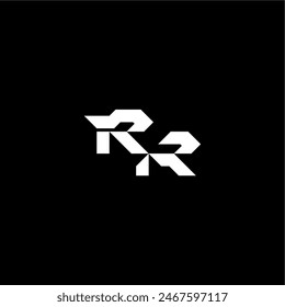 modern monogram initial bold futuristic concept RR techno style letter