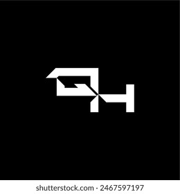 modern monogram initial bold futuristic concept QH techno style letter