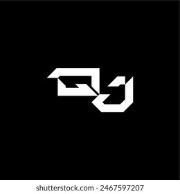 modern monogram initial bold futuristic concept QJ techno style letter