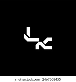 modern monogram initial bold futuristic concept LK techno style letter