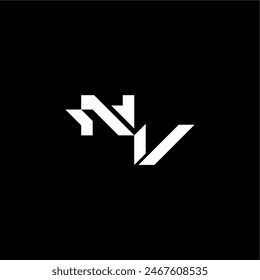 modern monogram initial bold futuristic concept NV techno style letter