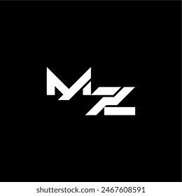 modern monogram initial bold futuristic concept MZ techno style letter