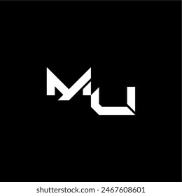 modern monogram initial bold futuristic concept MU techno style letter