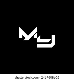 modern monogram initial bold futuristic concept MY techno style letter