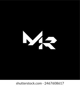 modern monogram initial bold futuristic concept MR techno style letter