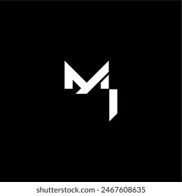 modern monogram initial bold futuristic concept MI techno style letter