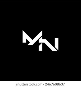 modern monogram initial bold futuristic concept MN techno style letter