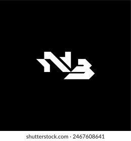 modern monogram initial bold futuristic concept NB techno style letter