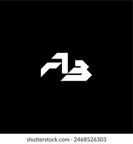 modern monogram initial bold futuristic concept AB techno style letter