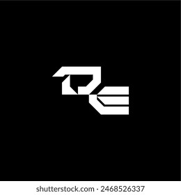 modern monogram initial bold futuristic concept DE techno style letter