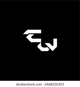 modern monogram initial bold futuristic concept CW techno style letter