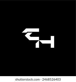 modern monogram initial bold futuristic concept CH techno style letter