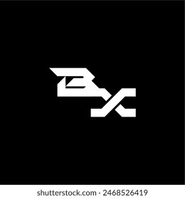 modern monogram initial bold futuristic concept BX techno style letter