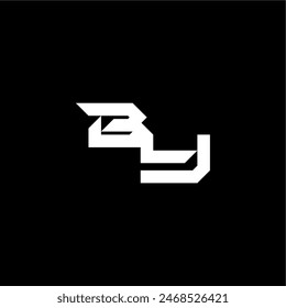 modern monogram initial bold futuristic concept BY techno style letter