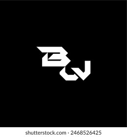 modern monogram initial bold futuristic concept BW techno style letter