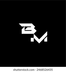 modern monogram initial bold futuristic concept BM techno style letter