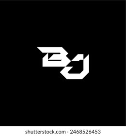 modern monogram initial bold futuristic concept BJ techno style letter