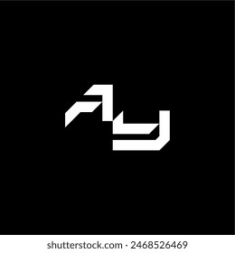 modern monogram initial bold futuristic concept AY techno style letter