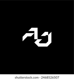 modern monogram initial bold futuristic concept AJ techno style letter