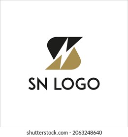 Modern Monogram Initials S and N logo design