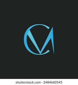 Modern monogram letter C and V or M for tech company logo