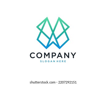 diseño del logotipo de la línea M en monograma moderno