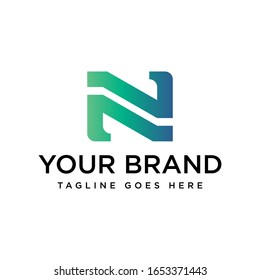 Logotipo moderno de letra en monograma N