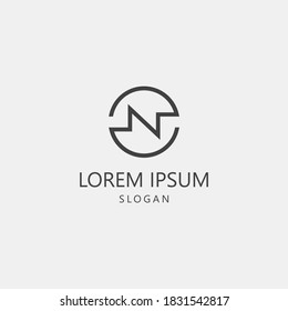 Modern monogram letter N logo, black and white suitable for any bussiness company