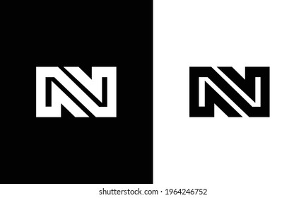 Modern monogram letter N logo, black and white NN emblem design.