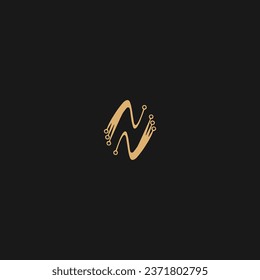Modernes Monogramm-Logo, N-Tech-Logo, goldenes Business-Design,