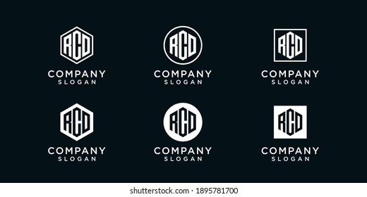 Modern monogram letter r c d logo collection for company