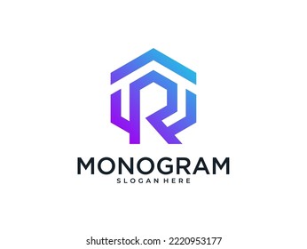 modern monogram letter R logo design