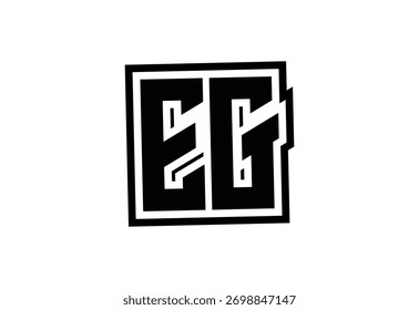 EG Modern Monogram Logo Design with Bold Geometric Shape and Minimal Frame.