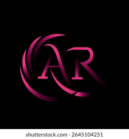 Modern Monogram Logo Design With A and R Letters. Creative Monogram logo featuring stylized letters "A" and "R" with elegant swoosh pink background. High quality vector design.