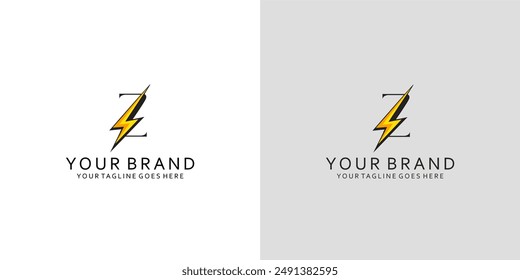 A modern monogram logo with dynamic strong electrical energy visualization, elegant and luxurious