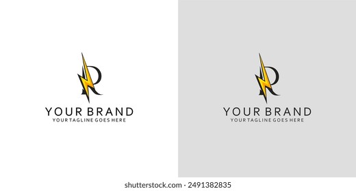 A modern monogram logo with dynamic strong electrical energy visualization, elegant and luxurious