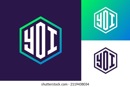 Logotipo de monograma moderno con letra inicial Y O I para compañía o equipo deportivo