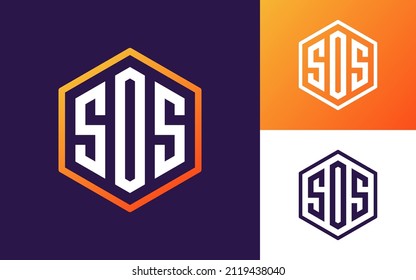 Modernes Monogramm-Logo mit Anfangsbuchstaben S O S für Unternehmen oder Sportteam