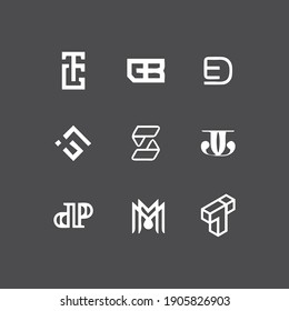Colección moderna de cartas con logotipo en monograma
