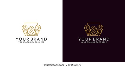 A modern monogram logo with the letter A which has classic line ornaments and gives an elegant impression