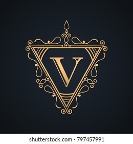 modern monogram logo set letter v