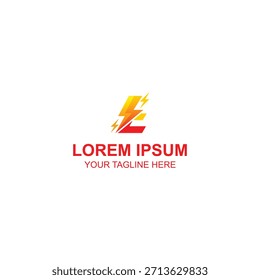 Modern monogram logo symbol design initial letter E gradient yellow and red with lightning bolt electricity power icon