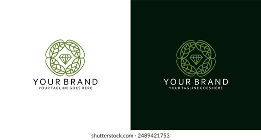Un logotipo de monograma moderno que tiene Elementos gráficos de diamante natural agrícola que dan una impresión de limpieza, sencillez y elegancia