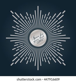 Modern monogram pattern in the form of sunlight. Silver star with empty place for your text. Logo for business cards, bars, hotels, restaurants, invitations.